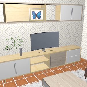 diseño de interiores, prototipo de diseño de mueble de salón