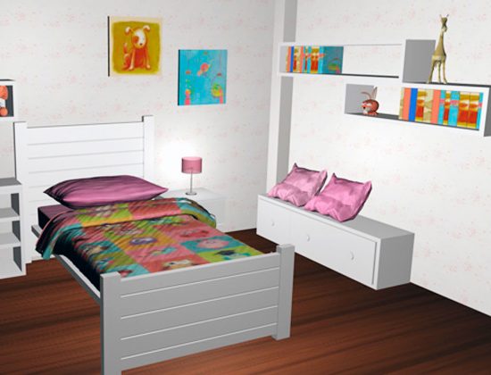 diseño de prototipo de dormitorio intantil para niña