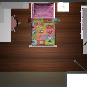 diseño de dormitorio infantil individual con escritorio