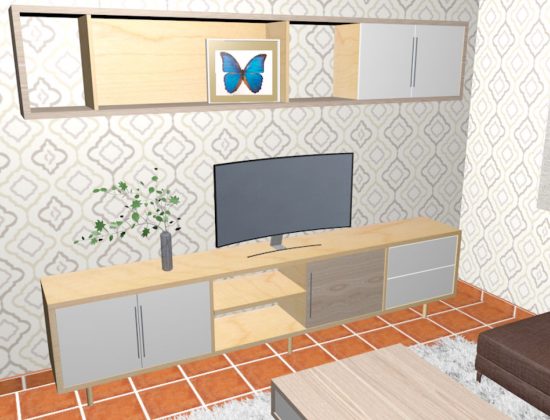 diseño de interiores, prototipo de diseño de mueble de salón